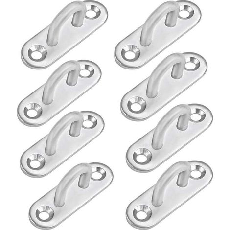 Piastra ad occhiello in acciaio inox M5 (8 pezzi) - Gancio metallico oblungo a forma di U per montaggio a parete e soffitto (45 x 15 mm) - Gancio di fissaggio per sospensioni con capacità di carico di
