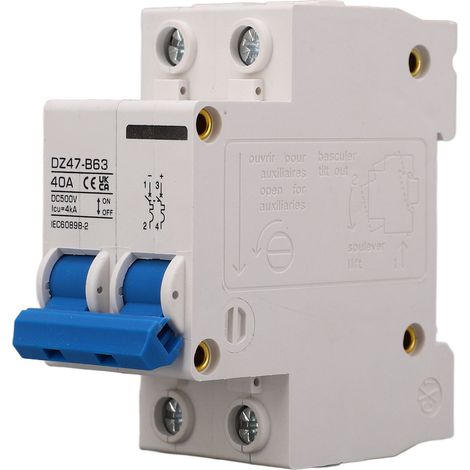 Disjoncteur Miniature DC à montage sur Rail DIN Type B 2P 40A 500V pour système solaire photovoltaïque DZ47 B63 (1/5)