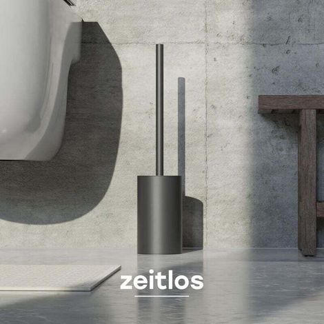 Designer Toilet Brush In Stainless Steel And Silicone With Modern Anti-Splash Door Black (1/4)