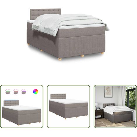 Matratze - Boxspringbett mit Matratze Taupe 120x200 cm Stoff (1/5)