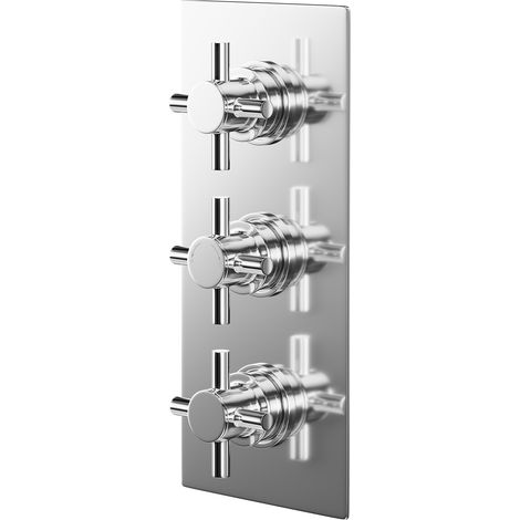 Cross Polished Chrome Concealed Triple Thermostatic Shower Valve - 2 Outlet (1/5)