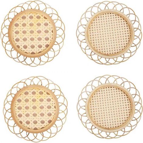 Lot de 4 sous-verres en bambou (11 x 11 cm) - Isolants et anti-brûlures - Idéaux pour la cuisine et la table à manger - Résistants à la chaleur - Conviennent également pour le bureau, la table basse e (1/5)