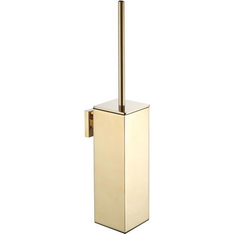 Brosse WC murale, dorée, en acier inoxydable 304, pour montage mural, rectangulaire, pour la salle de bain (1/5)