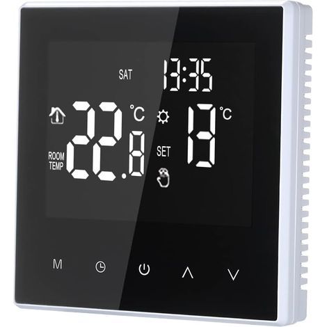 Termostato para calefacción por suelo radiante 16a, controlador digital de temperatura, ciclo semanal, calefacción eléctrica programable: termostato ambiental para el hogar, la escuela y la oficina. (1/5)