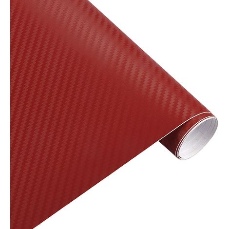 Film adhésif vinyle imitation fibre de carbone 3D (rouge) 200 cm x 50 cm pour motos et voitures - Rouleau de stickers et autocollants - Accessoires auto - Personnalisation automobile (1/4)
