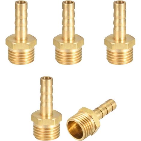 Raccord Cannelé Laiton - 5 Pièces - 6mm G1/4 Mâle - Connecteur Tuyau Arrosage Pompe (1/4)