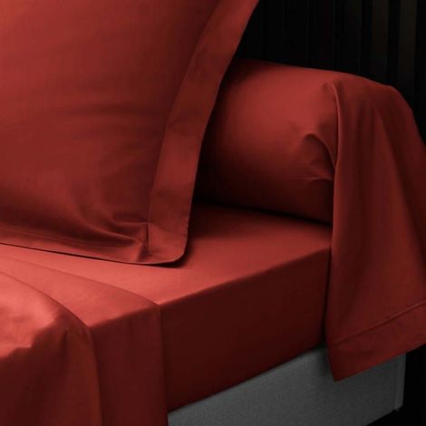 Drap plat 180 x 290 cm Percale de coton tomette (1/3)