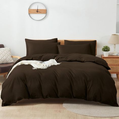 Bettwäsche-Set 155x220 cm Braun, 100% Baumwolle, atmungsaktiv, hypoallergen