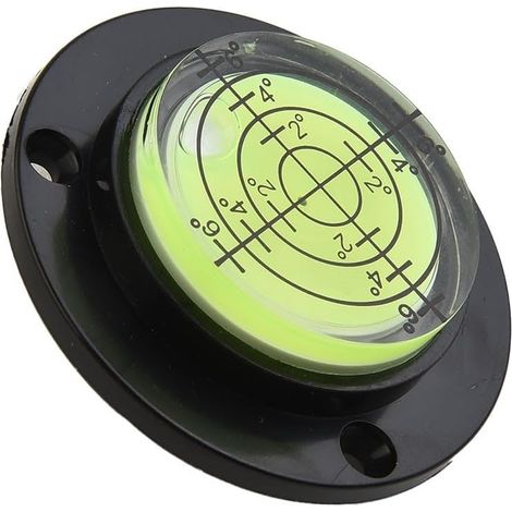 Niveau à bulle rond, 50 mm x 12 mm, niveau à bulle à 360° pour une vérification précise des angles, design noir transparent (1/5)