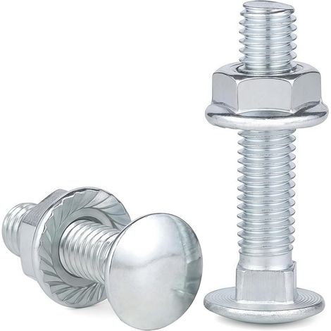 20 pezzi Bulloni a testa tonda M8x30 zincati con flangia e dado esagonale in acciaio al carbonio M8 testa piatta tonda