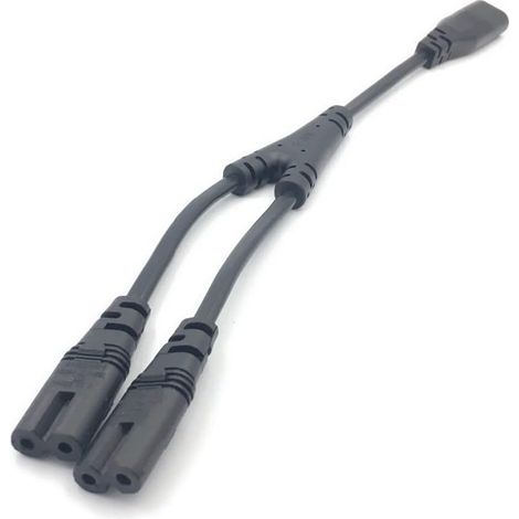 KLVGTIFS PU - Rallonge C7 vers C8 de 30 cm avec répartiteur IEC - Femelle vers 2 mâles - Câble d'alimentation en Y pour câble d'alimentation en forme de 8 - Adaptateur pour câble d'alimentation TV