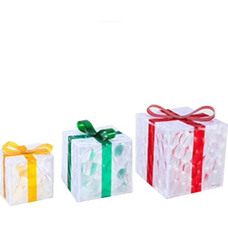 Lot de 3 boîtes cadeaux transparentes avec guirlande lumineuse - Décoration idéale pour les anniversaires et les fêtes. (1/3)