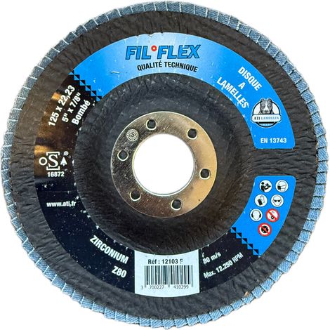 DISQUE A LAMELLES D125 GRAIN 80 BOMBÉ FIL FLEX