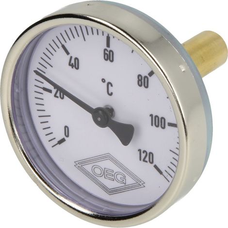 Thermomètre à cadran bimétallique 0-120°C sonde 45 mm avec boîtier 63 mm
