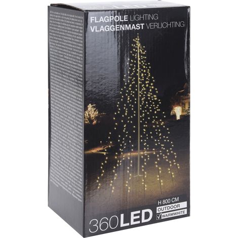 Spetebo – Guirlande lumineuse d'extérieur 360 LED blanc chaud – Longueur 8 m – Transformateur IP 44 inclus – 10 piquets de fixation