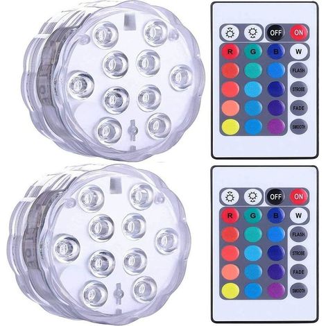Tigrezy Lampes LED submersibles étanches pour jacuzzi, spa, bassin, lumières LED sous-marines avec 2 télécommandes pour bases de vase, aquariums, fêtes, Halloween et décorations de la maison