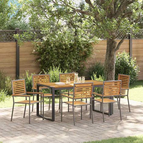 Garten Essgruppe 7 pcs Grau und Braun Poly-Rattan