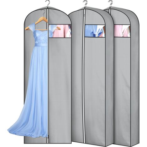 Confezione da 3 borse porta abiti a soffietto da 4" per appendere i vestiti, borse porta abiti da 65" per abiti, fodere porta abiti impermeabili da appendere nell'armadio, borsa portaoggetti