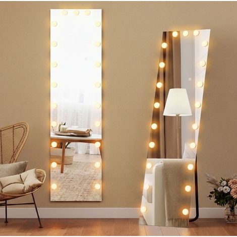 Miroir sur pied LED RGB 150x40 cm en verre transparent, 7 couleurs, pour chambre FloraGrace (1/5)