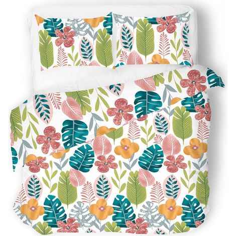 Satin-Bettwäsche 140x200 exklusiv 51 bunte Blumen (1/2)