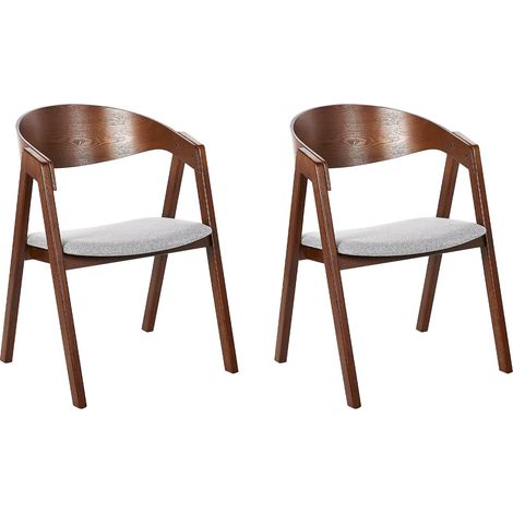 Set di 2 sedie da pranzo retrò imbottite legno scuro e grigio Yuba