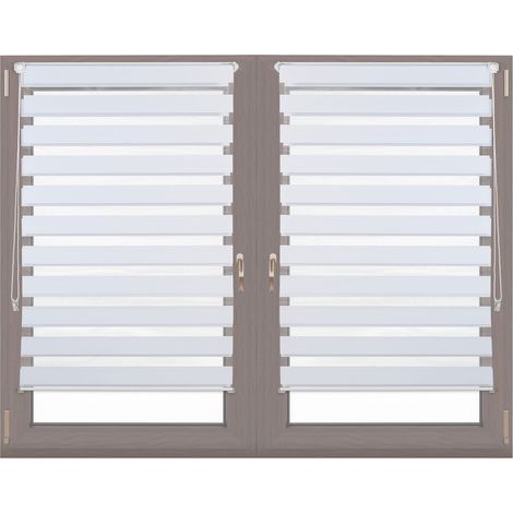 Set of 2 Relaxdays Double Blinds, Klemmfix without Drilling, Side-Pull Shades, for Windows, Fabric, 85x150cm, White