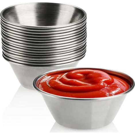 Mixer Bowl - Acero Inoxidable - Diámetro 6,5 cm - Capacidad 50 ml - Aptas para Lavavajillas - Apilables - 16 Unidades (1/5)