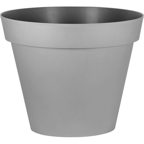 Pot rond Toscane - 30x26cm - 10L - Gris Béton - EDA plastiques (1/2)