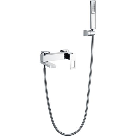 IMEX Robinet baignoire-douche en laiton chrome support ABS douchette ronde flexible acier 180 cm cartouche ceramique Ø35 mm modele Suecia Imex-BDC032-7 (1/4)
