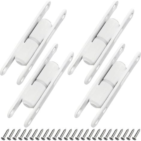 Charnières de Porte, 4 Paires, Charnières Métalliques Blanche pour Fenêtre, Porte en Bois, avec 24 Vis, pour Meubles, Placards, Armoires, Fenêtres et Cabinets