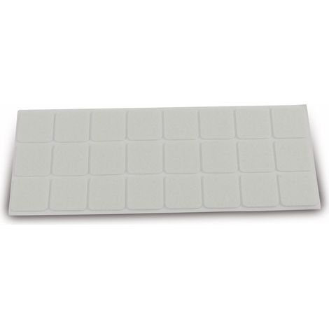 EUROTOOLS Patins en feutre 340-NBFR, 28x28 mm, blanc, lot de 24 (1/2)