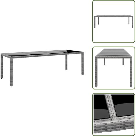 Tavolo esterno - vidaXL Tavolo Giardino Grigio 250x100x75cm Vetro Temperato Polyrattan - Tavolo da patio