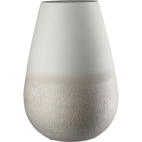 Vase Echo - Métal - Beige Mat - Structuré - Hauteur 33 cm x Ø 33 cm - Vase décoratif étanche (1/4)