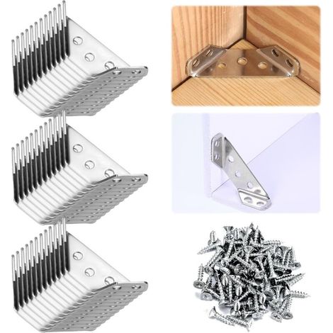 Lot de 40 connecteurs d’angle en acier inoxydable avec pare-chocs de sécurité – Meubles et coins (1/5)