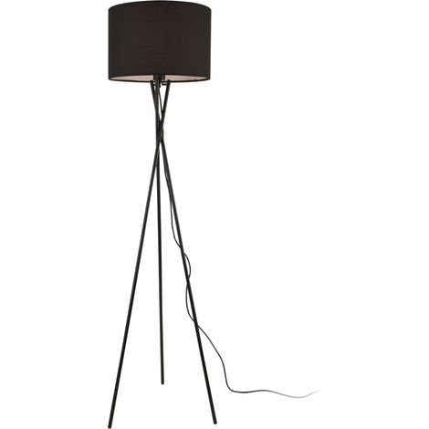 Piantana moderna treppiede piantana design e27 tessuto metallo altezza 154 cm nero 030005255