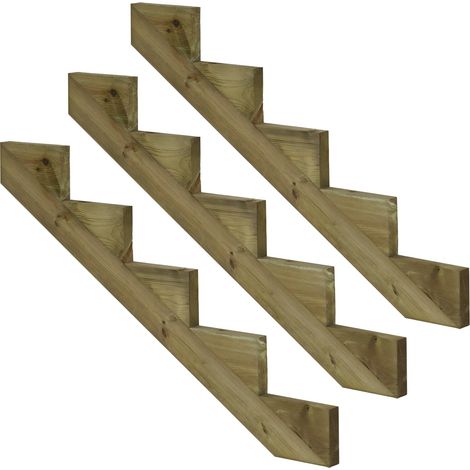 3er Set Treppenwange 5 Stufen aus KDI Holz für Gartentreppen-Höhe 85cm