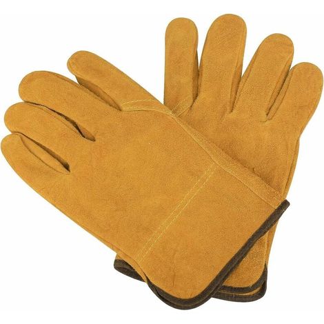 SHINING HOUSE Guantes de cuero para soldar, resistentes al calor, ignífugos para soldar, jardinería, campamentos, chimeneas, estufas, barbacoas,