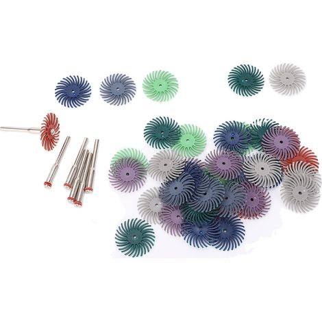 Kit de 42 roues de polissage miniatures et 6 tiges de liaison, disques en poils pour nettoyage du bois, ébavurage et finitions dans les recoins (1/5)