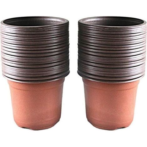 Vasi per piante, confezione da 100 vasi in plastica per piantine e piante, 10 cm (1/4)