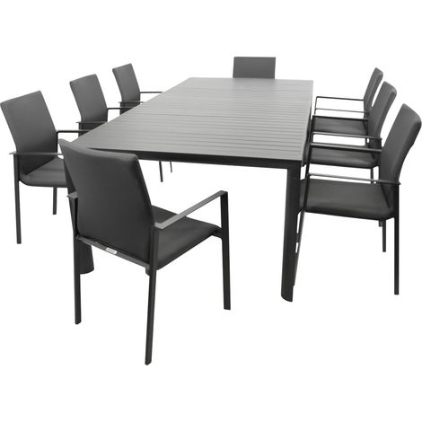 Garnitur LAGOS XL 9-teilig, Alu + Kunstgewebe dunkelgrau
