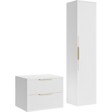 Mobile lavabo Rimini 80 cm - Bianco - Mobile bagno con colonna
