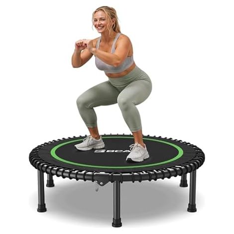 Mini Trampoline Fitness Pliable, Charge Maximale 204/250 kg,102/122 cm Stable et Silencieux, pour l'Entraînement en Intérieur et Extérieur (1/5)
