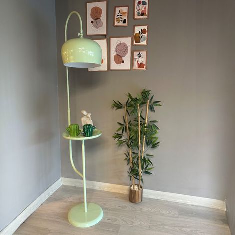 Lampadaire Morik Métal Moderne E27 Largeur 37 cm Abat-jour Réglable Tablette Variateur (1/3)