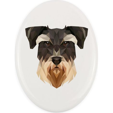 Schnauzer, Schnauzer - un piatto geometrico con foto e iscrizione di Art-Dog (1/4)