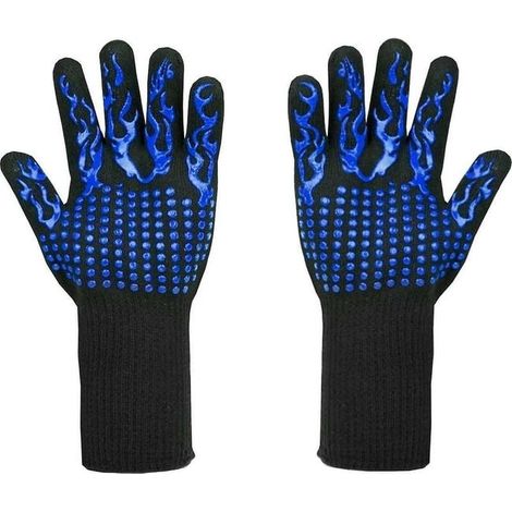 Gants de grillade ignifuges anti-chaleur 800°C – Mitaines de cuisine coupe-proof niveau 5 – Protection thermique professionnelle pour barbecue, paire de 33 cm (1/5)