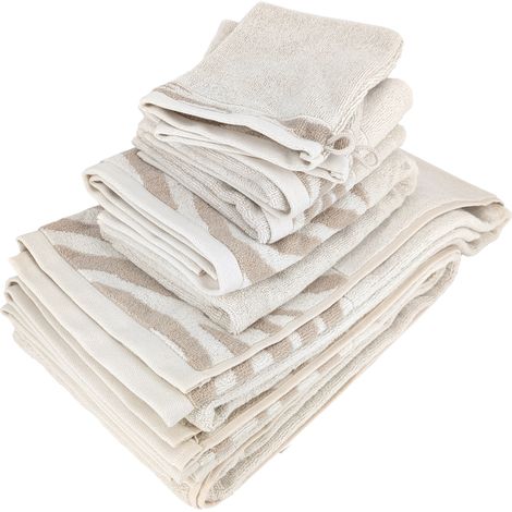 Parure de bain par 7 ZEBRA SOFT uni bord zèbre beige (1/5)