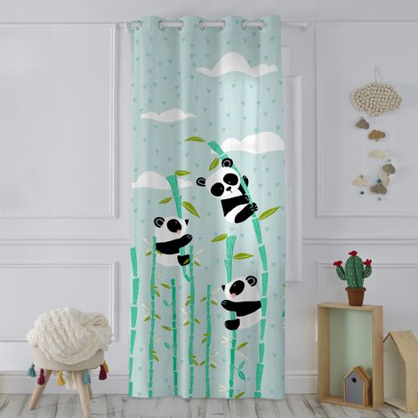 Panda garden blue Cortina 140x265 cm (1/3)