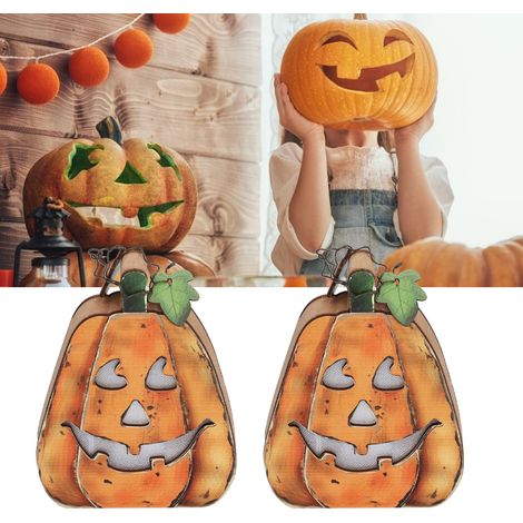 Kreative Kürbislaterne aus Holz für Halloween, Dekoration für Geisterpartys, Friedhofs-Geisterkostüm-Accessoires (1/5)