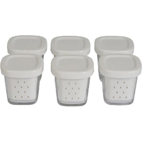 SEB – Coffret de 6 pots avec égouttoir – Couvercle rouge – Accessoires pour yaourtière – XF100501