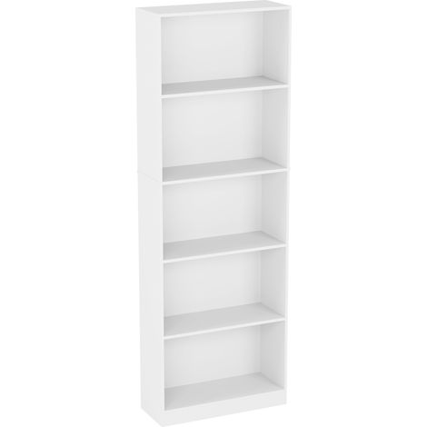 Cambridge 5 Tier Extra Large Bookcase Shelving Storage Unit, White
